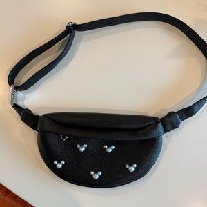 Mickey Mouse pearl fanny pack in black.